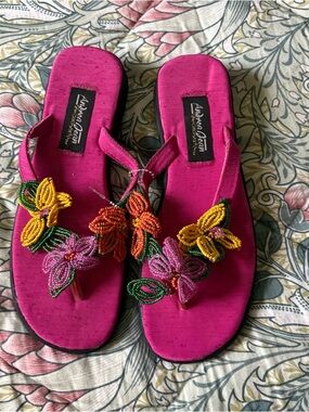 Vintage Beaded Flower Sandals
